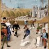 Dagobert (602/605 - 638/639) visitant le chantier de la construction de Saint-Denis par Robinet Testard (Les Grandes Chroniques de France - XVe siècle -bnf) 