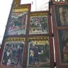 Revers du Maître-Autel, peintures de Friedlich Herlin - volet de gauche : en haut, représentation de la place du Marché de Rothenburg vers 1466.